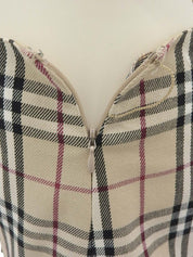 米色格纹喇叭裙