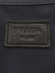 レザーウールコンビベルテッドシャツワンピース チャコールグレー