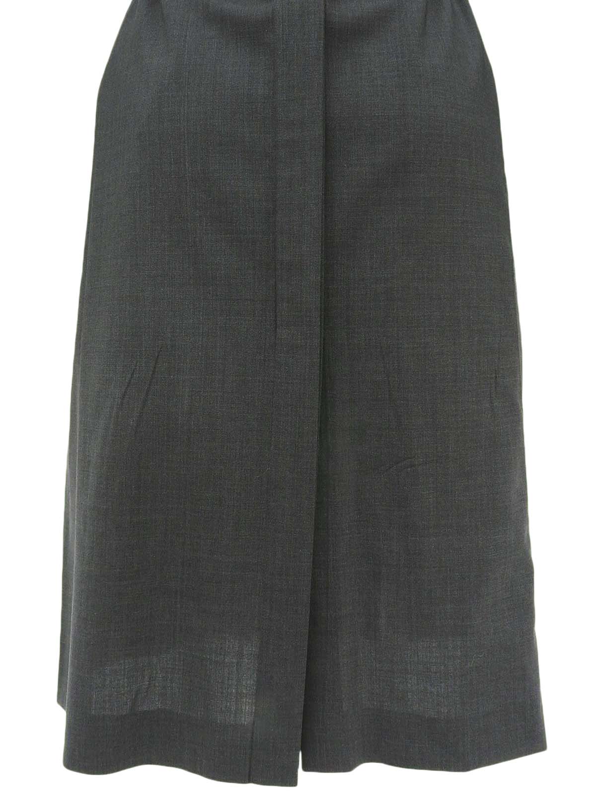 レザーウールコンビベルテッドシャツワンピース チャコールグレー