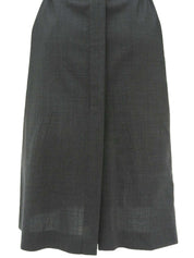 レザーウールコンビベルテッドシャツワンピース チャコールグレー