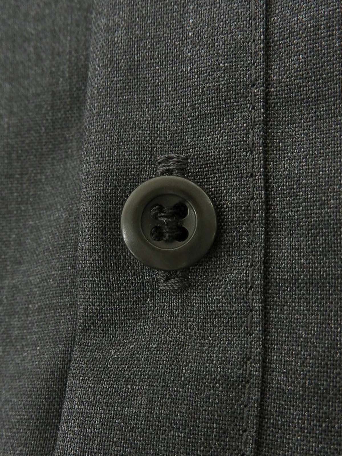 Leather Wool Combination Belted Shirt Dress #38 Charcoal Grey
