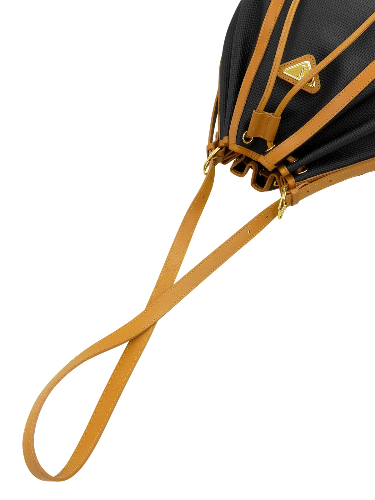 黑色/米色 Logo 吊牌抽绳单肩包