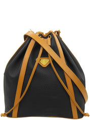 黑色/米色 Logo 吊牌抽绳单肩包