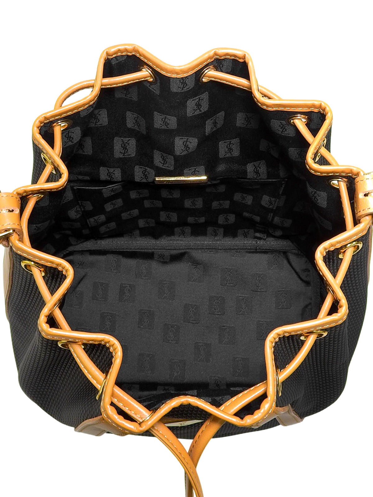 黑色/米色 Logo 吊牌抽绳单肩包