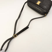 Croco-Embossed Vara Plate Shoulder Bag Black