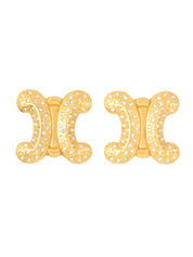 ラインストーンマカダムイヤリング ゴールド