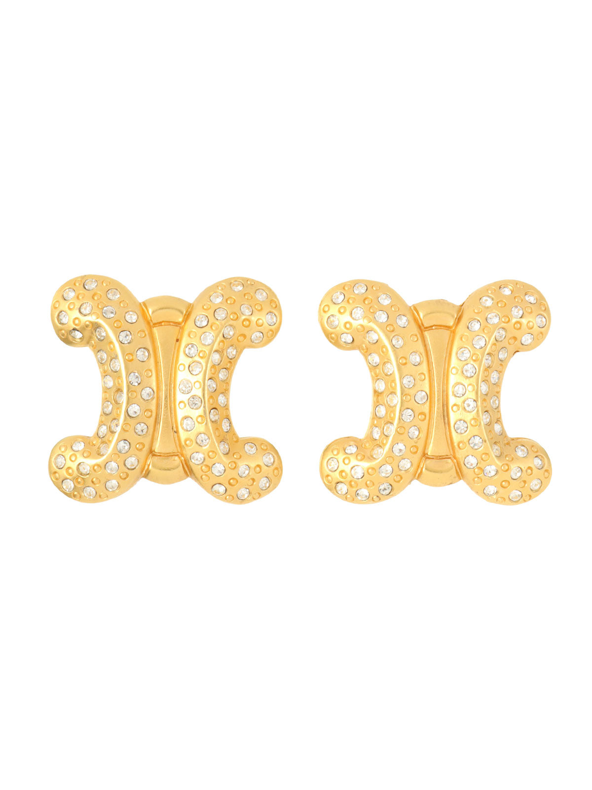 ラインストーンマカダムイヤリング ゴールド