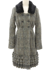 ツイードフリルデザインロングコート グレー/マルチ #36