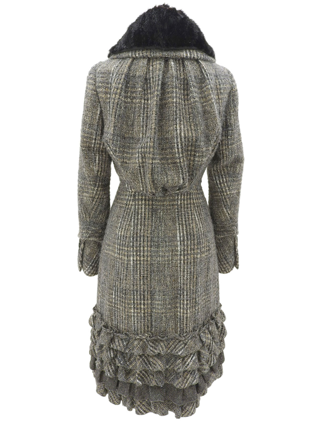 ツイードフリルデザインロングコート グレー/マルチ #36