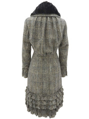 ツイードフリルデザインロングコート グレー/マルチ #36