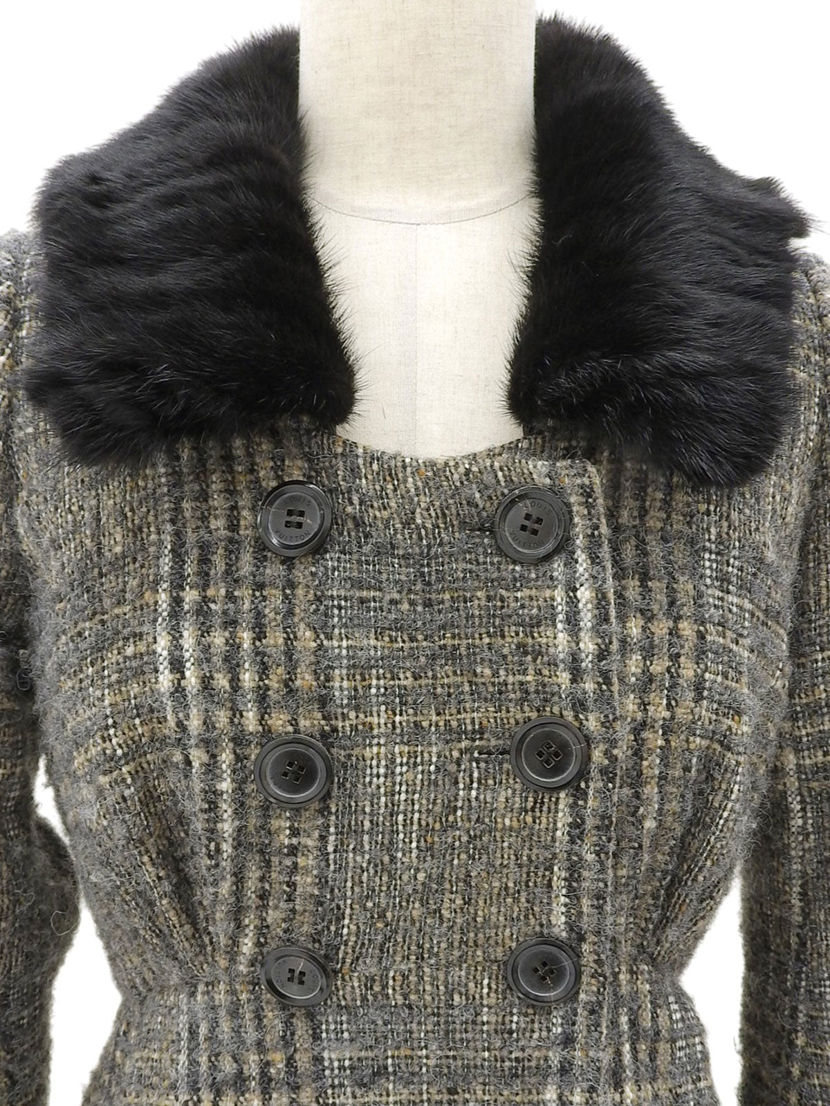 ツイードフリルデザインロングコート グレー/マルチ #36