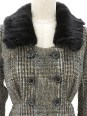 ツイードフリルデザインロングコート グレー/マルチ #36