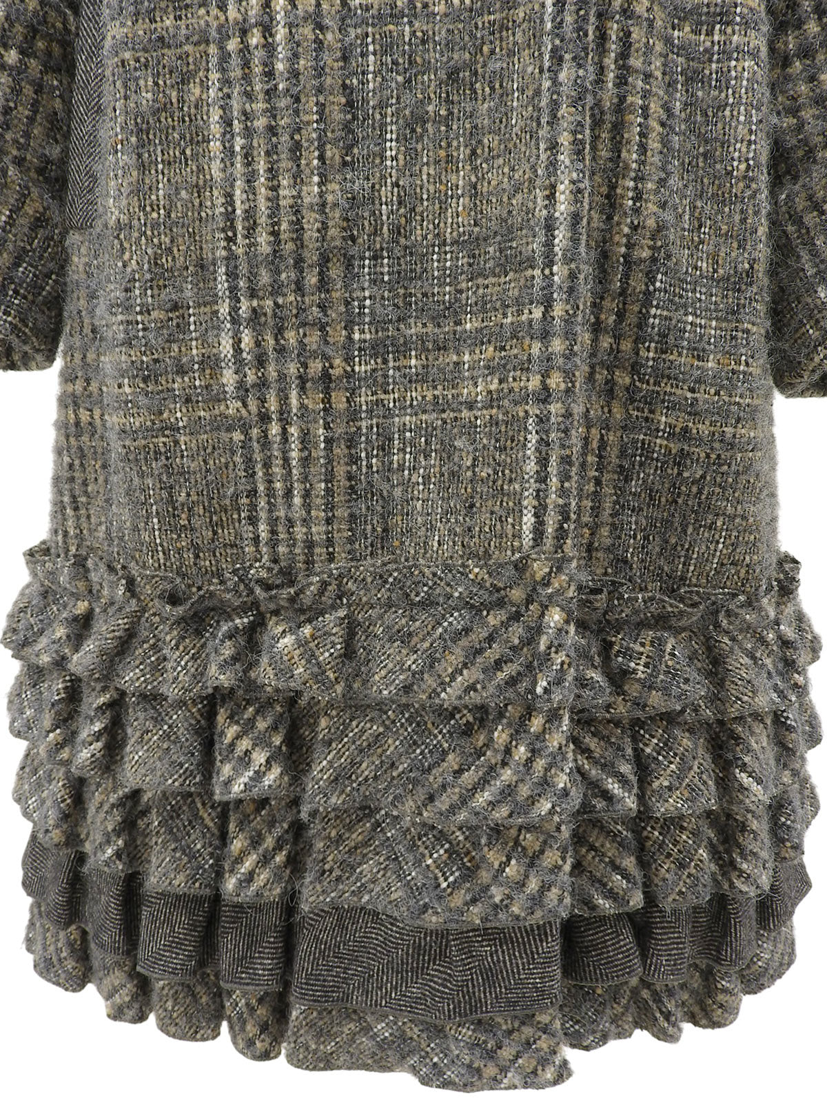 ツイードフリルデザインロングコート グレー/マルチ #36