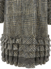 ツイードフリルデザインロングコート グレー/マルチ #36