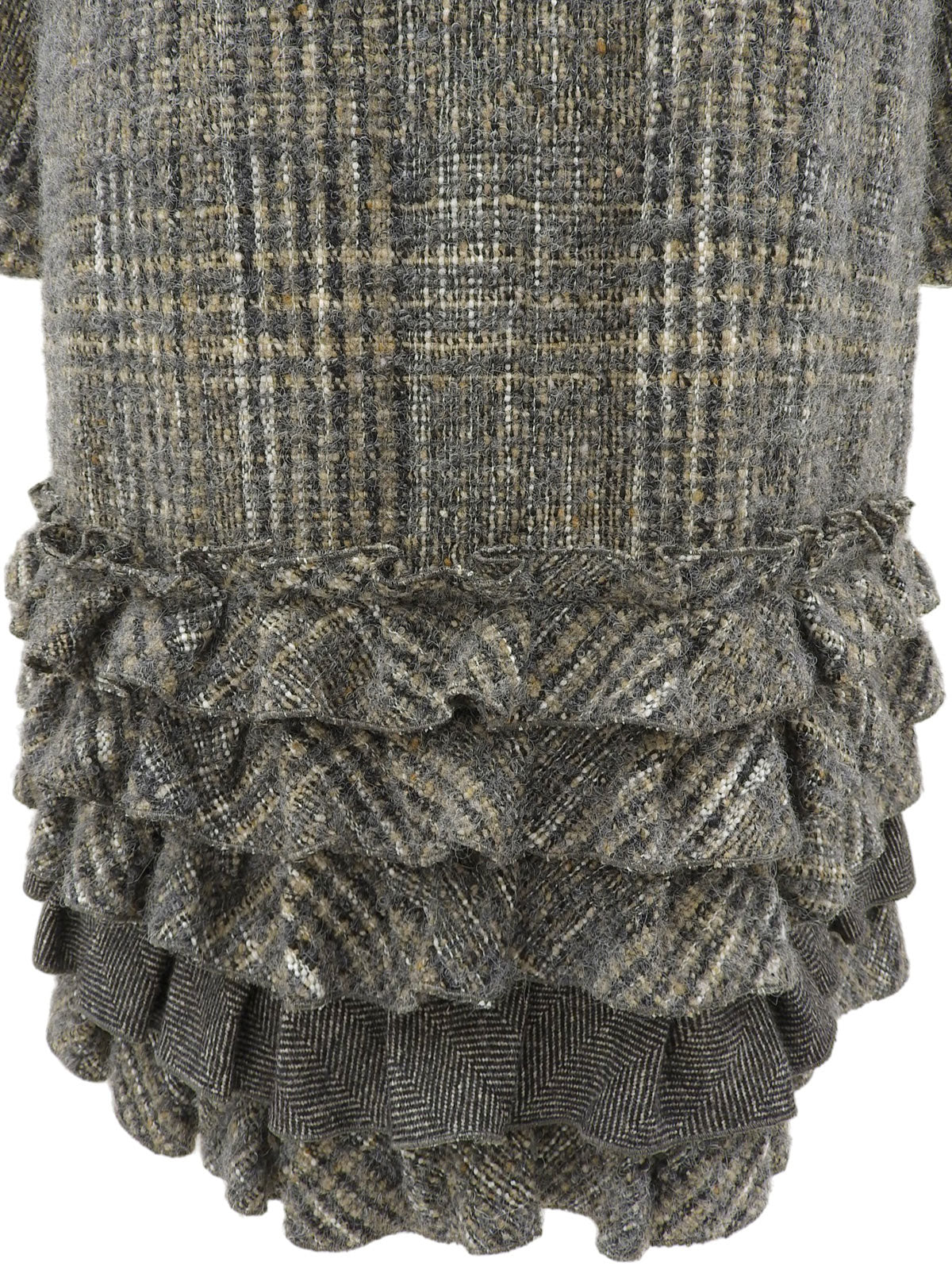 ツイードフリルデザインロングコート グレー/マルチ #36