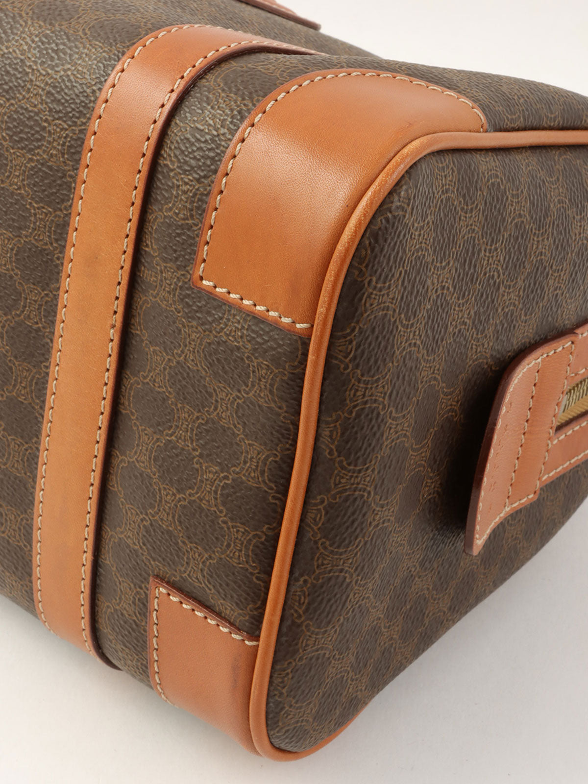 Macadam Pattern Logo Embossed Mini Boston Bag Brown