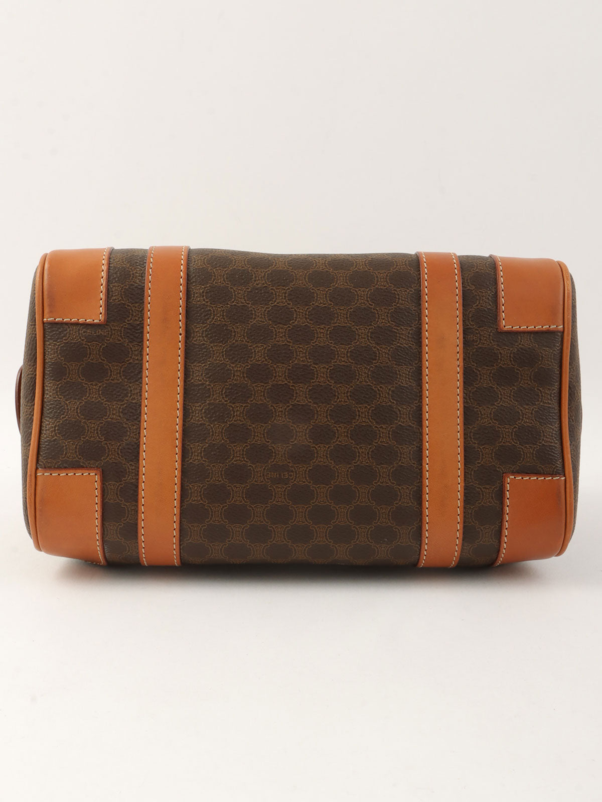 棕色 Macadam 图案 Logo 压纹迷你波士顿包