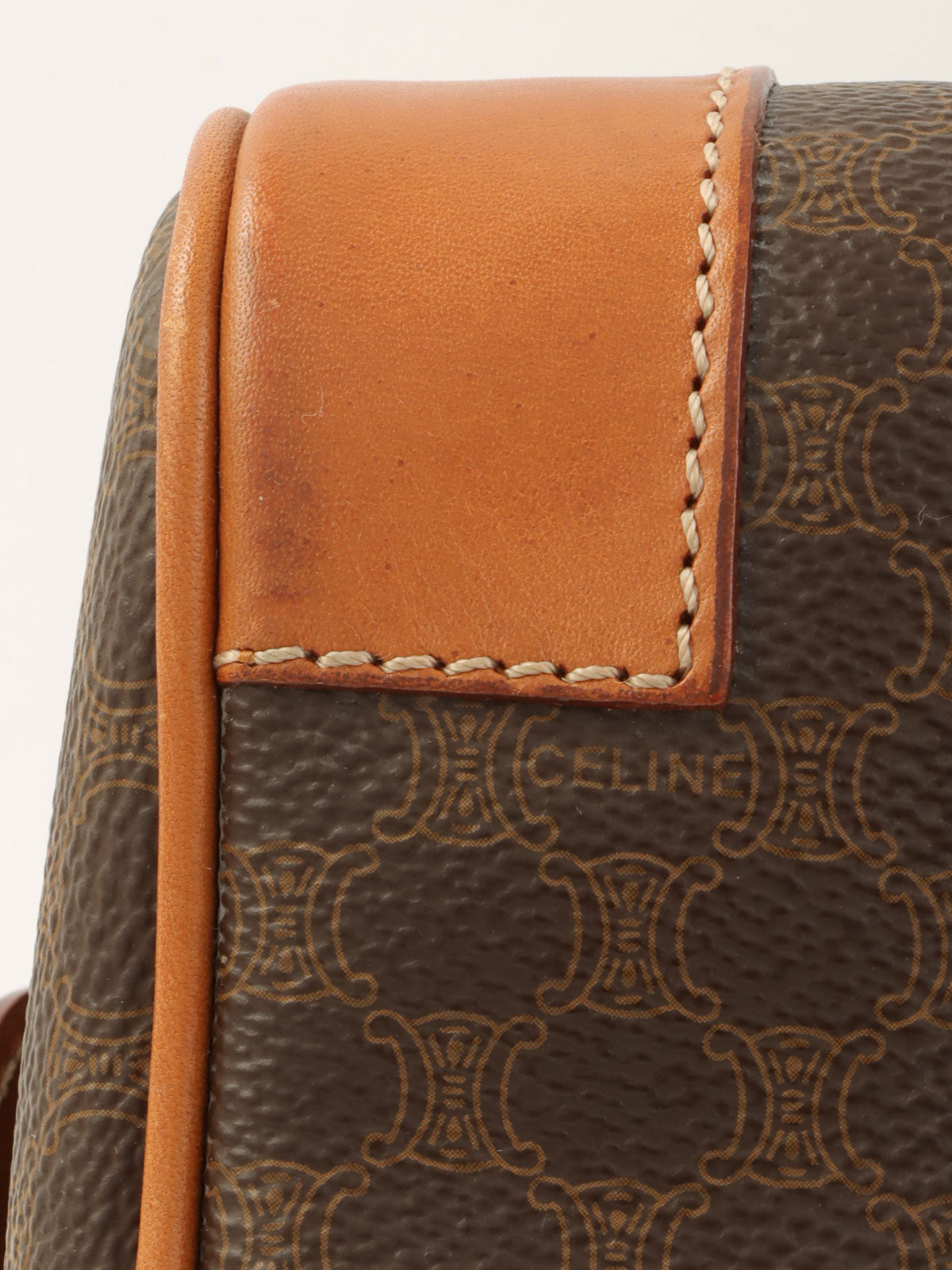 棕色 Macadam 图案 Logo 压纹迷你波士顿包