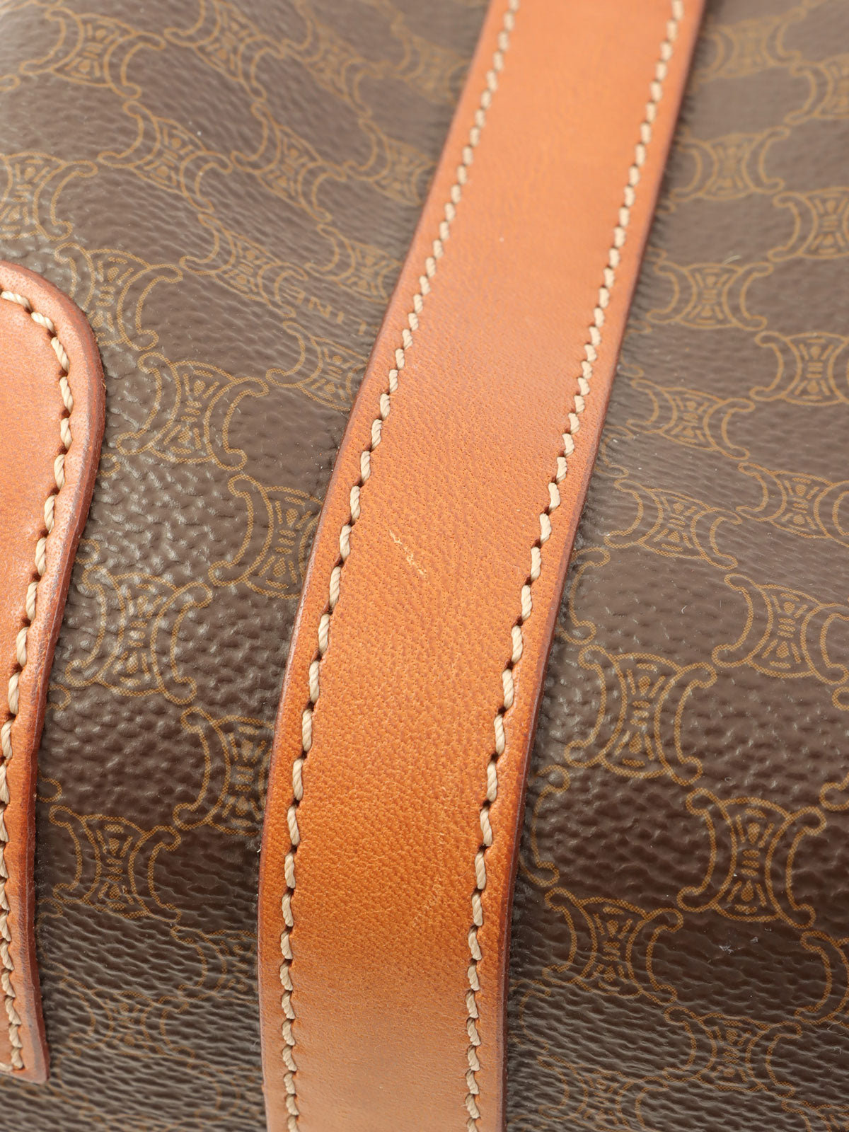 Macadam Pattern Logo Embossed Mini Boston Bag Brown