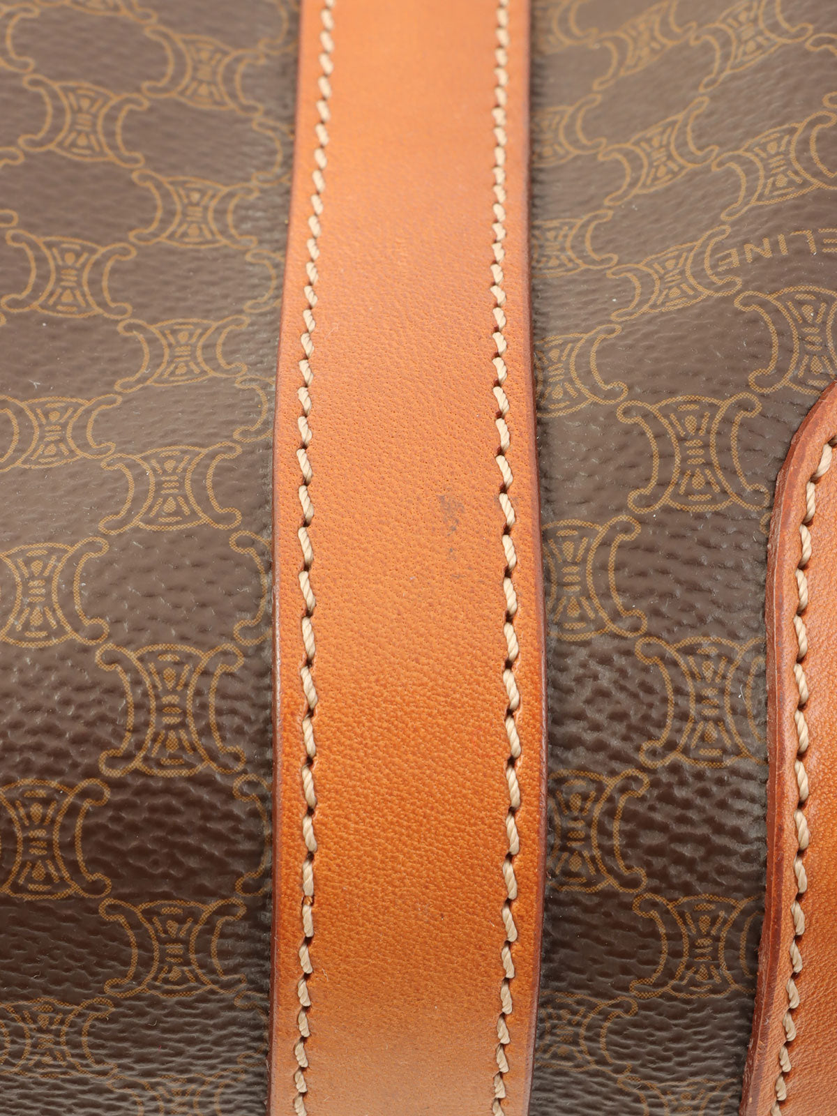 棕色 Macadam 图案 Logo 压纹迷你波士顿包