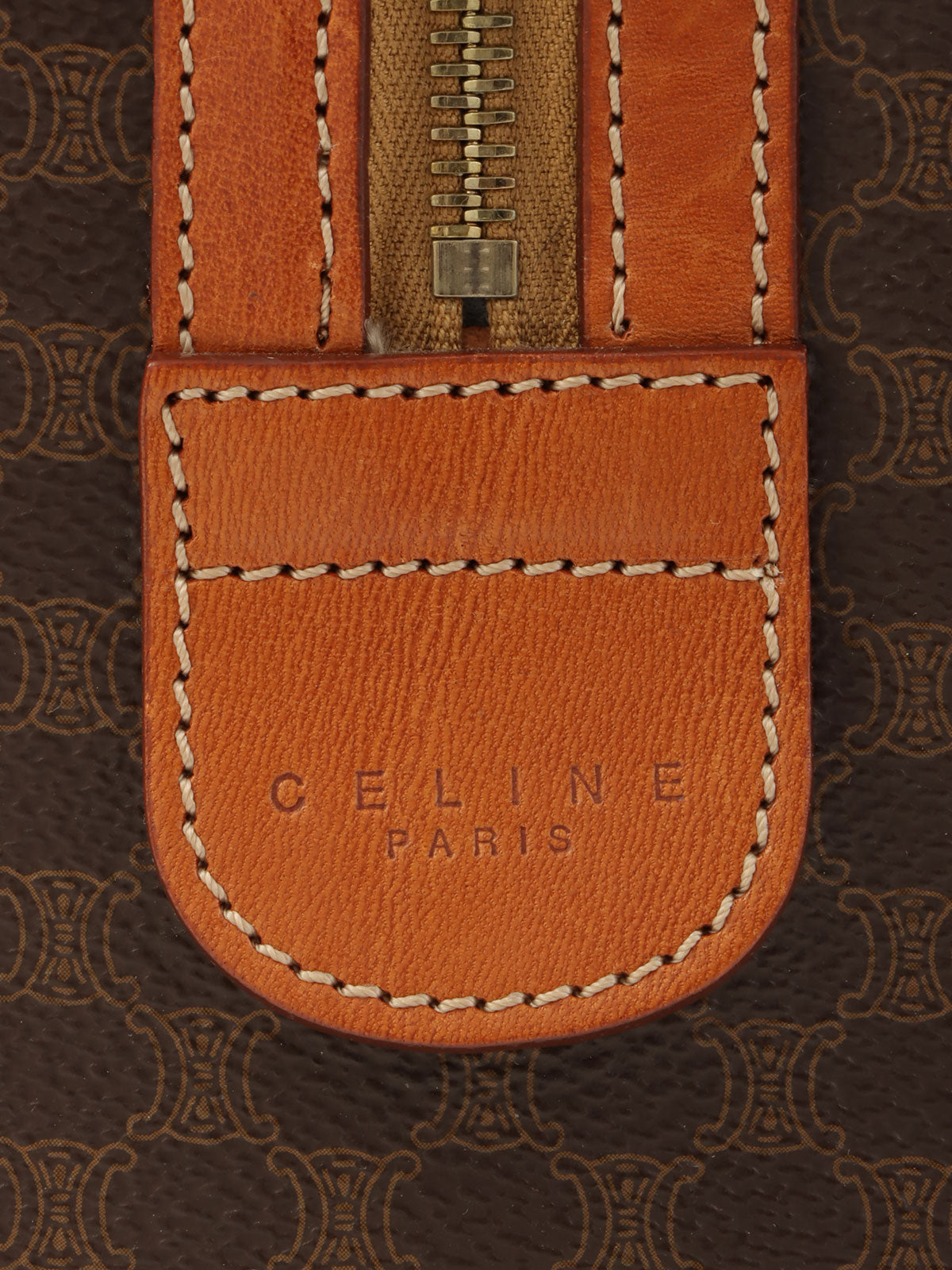 Macadam Pattern Logo Embossed Mini Boston Bag Brown