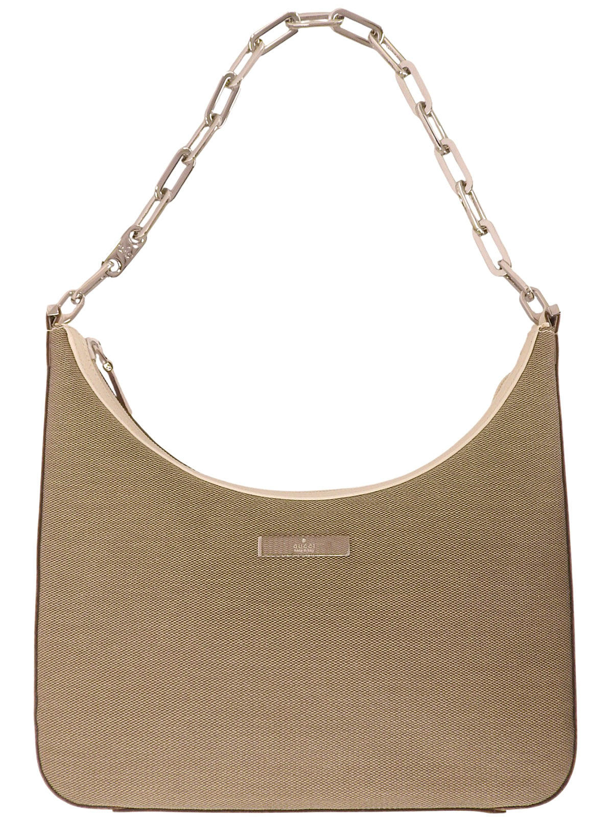 ロゴプレートチェーンショルダーバッグ ベージュ