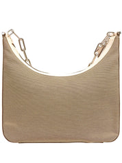 ロゴプレートチェーンショルダーバッグ ベージュ