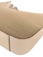 Logo Plate Chain Shoulder Bag Beige