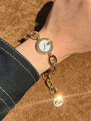 G Charm Watch Gold/White
