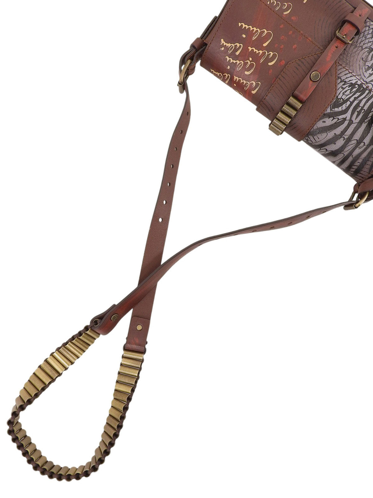 ハンドペイントショルダーバッグ ブラウン/マルチ