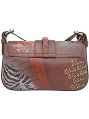 ハンドペイントショルダーバッグ ブラウン/マルチ