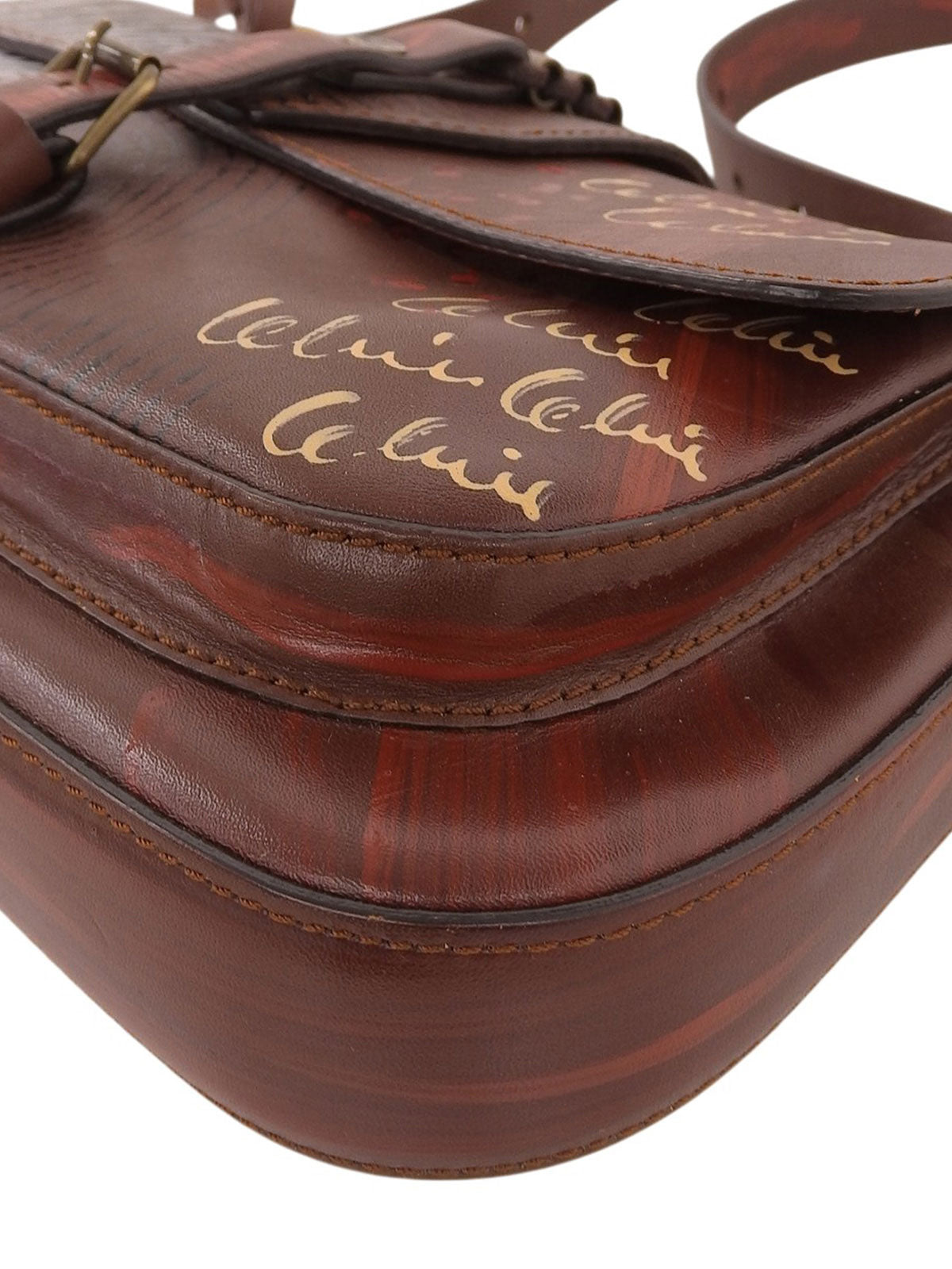 ハンドペイントショルダーバッグ ブラウン/マルチ