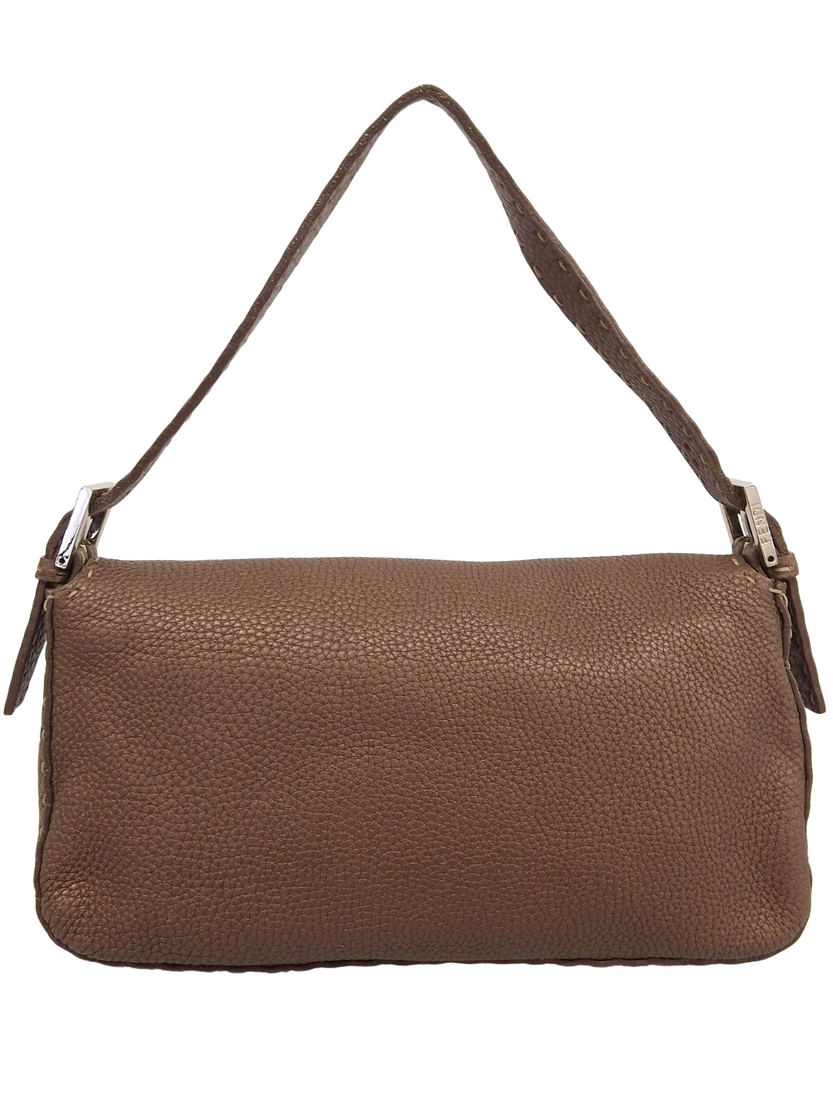 棕色皮革妈妈桶包