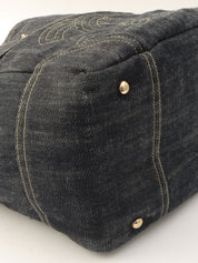 Around 2005 Made Sparkling Denim CC Mark Stitch Top Handle Bag Indigo