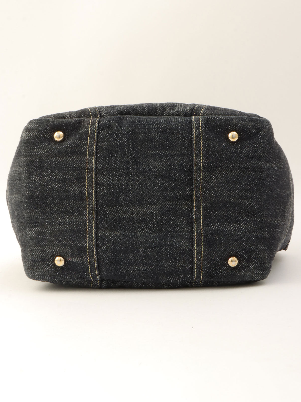Around 2005 Made Sparkling Denim CC Mark Stitch Top Handle Bag Indigo