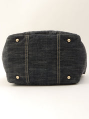 Around 2005 Made Sparkling Denim CC Mark Stitch Top Handle Bag Indigo
