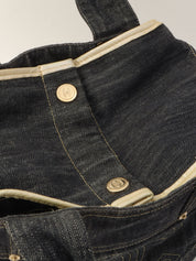 Around 2005 Made Sparkling Denim CC Mark Stitch Top Handle Bag Indigo