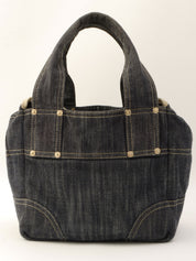 Around 2005 Made Sparkling Denim CC Mark Stitch Top Handle Bag Indigo