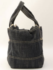 Around 2005 Made Sparkling Denim CC Mark Stitch Top Handle Bag Indigo
