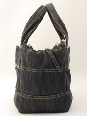 Around 2005 Made Sparkling Denim CC Mark Stitch Top Handle Bag Indigo