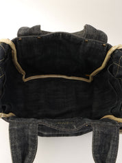 Around 2005 Made Sparkling Denim CC Mark Stitch Top Handle Bag Indigo