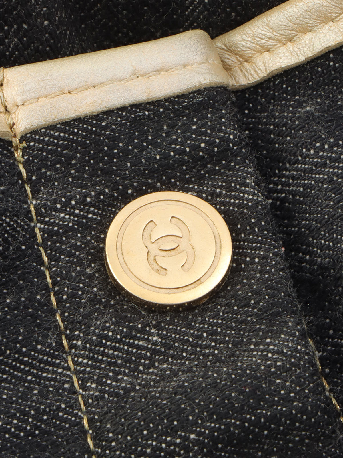 Around 2005 Made Sparkling Denim CC Mark Stitch Top Handle Bag Indigo