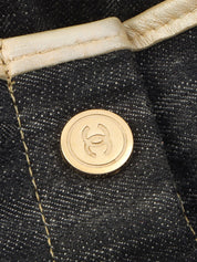 Around 2005 Made Sparkling Denim CC Mark Stitch Top Handle Bag Indigo