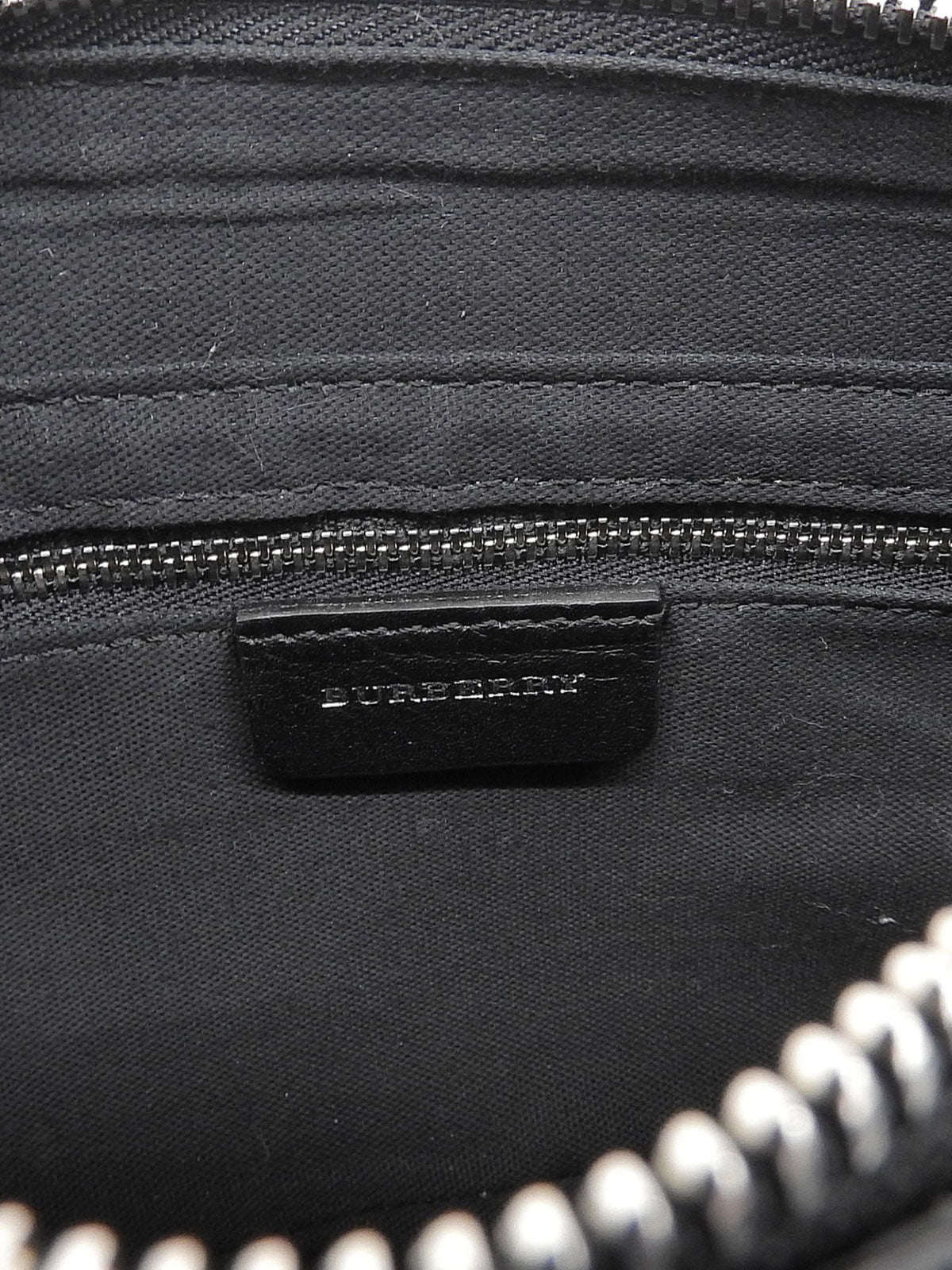 Wool and leather combination check pattern shoulder bag in black/brown/yellow