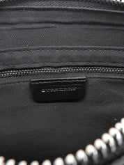 Wool and leather combination check pattern shoulder bag in black/brown/yellow