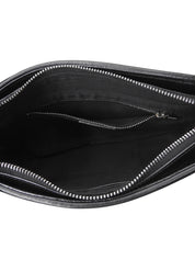 Wool and leather combination check pattern shoulder bag in black/brown/yellow