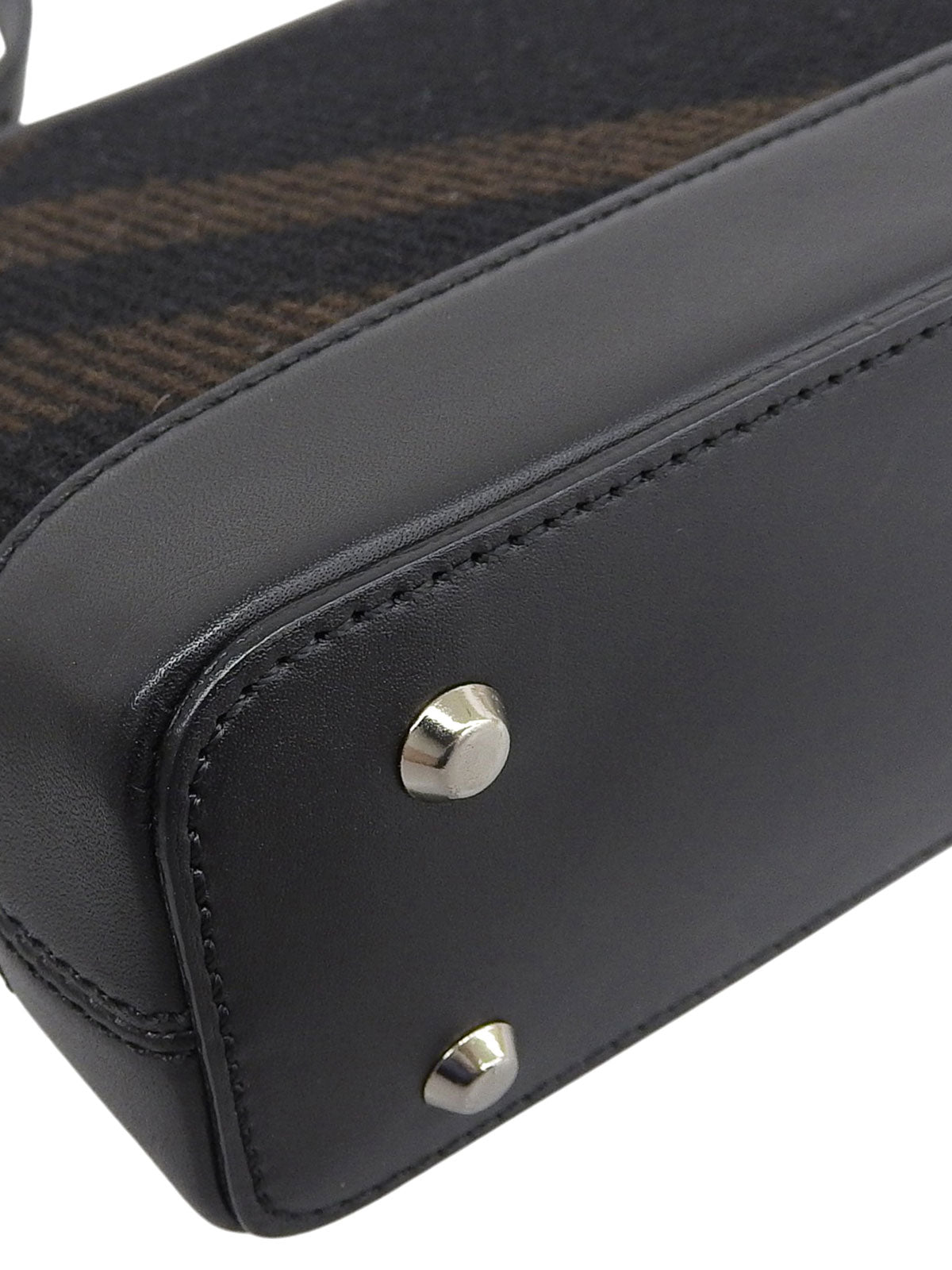 Wool and leather combination check pattern shoulder bag in black/brown/yellow