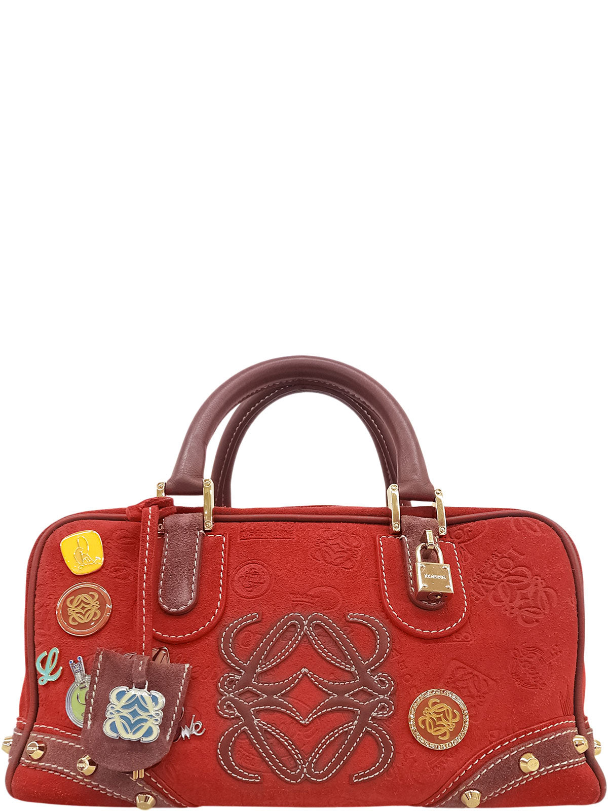 麂皮 Anagram Amazona 波士顿包 红/棕色