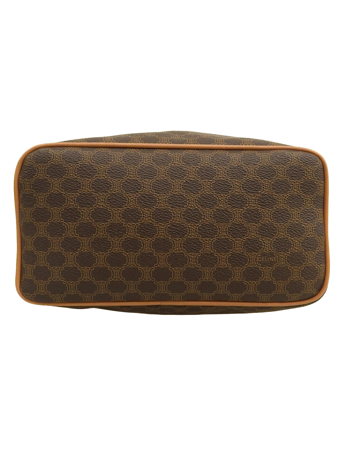 棕色碎石图案Logo吊牌抽绳单肩包