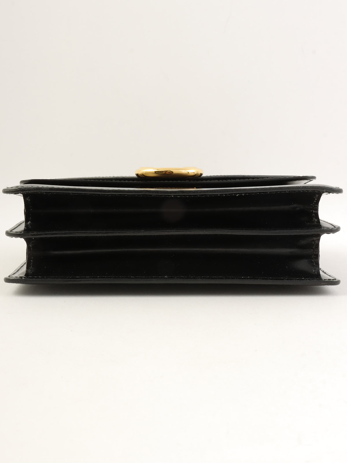 黑色Logo铭牌双盖手提包